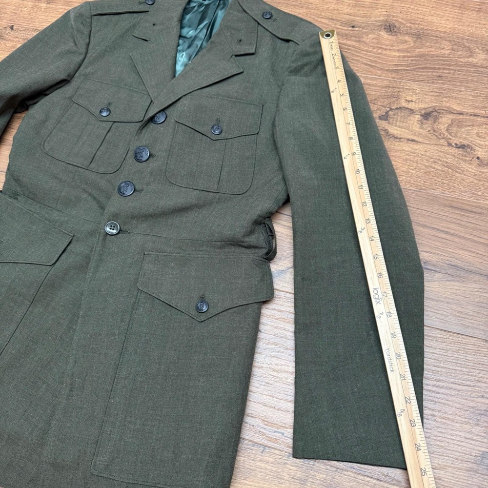 Vintage US Marine Corps Men 38R Military Service Alpha Uniform Jacket Green Wool - Picture 8 of 9